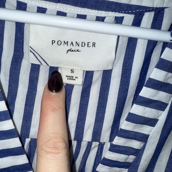 Pomander Place Tuckernuck Stripe Cotton Poplin Kenzo Dress Womens S Blue White - Picture 2 of 4